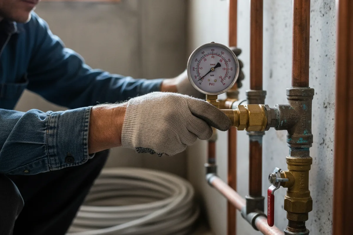 Pressure testing a repaired line during Water Line Repair in Parkesburg